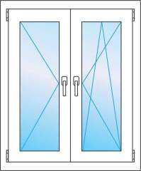 Окно 1300 * 1400 двухстворчатое с двумя створками. Цена. Профиль Proline 70 от Века.