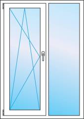 Балконная дверь 1400*2100 мм двухстворчатая. Цена. Профиль Proline 70 от Века.