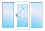 Окно 1800 * 1400 трехстворчатое с одной створкой. Цена. Профиль WHS 72 от Века.