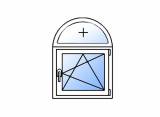 Арочное окно с одной створкой поворотно-откидное правое однокамерное