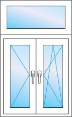 Т образное окно 130 * 180 две створки. Цена. Профиль Proline 70 от Века.