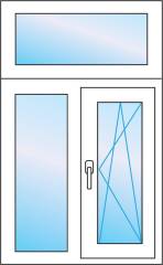 Т образное окно 130 * 180 одностворчатое. Цена. Профиль Proline 70 от Века.