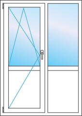 Балконная дверь 1400*2100 мм двухстворчатая. Цена. Профиль WHS 60 от Века.