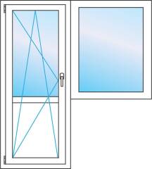 Балконный блок дверь 700*2100 мм, окно 1300 на 1400 мм  глухое. Цена. Профиль Proline 70 от Века.