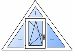 Пластиковое треугольное окно одностворчатое с поворотно-откидной створкой однокамерное